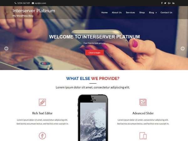 Interserver Platinum - бесплатная тема портфолио WordPress