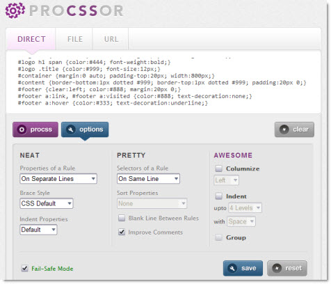 ProCSSor - оптимизатор CSS