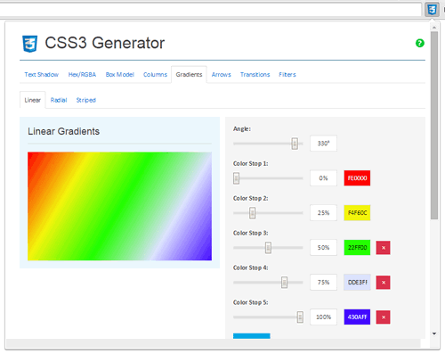 Расширение Chrome - CSS3 Generator