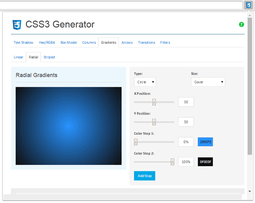 Radial Gradients - CSS3 Generator