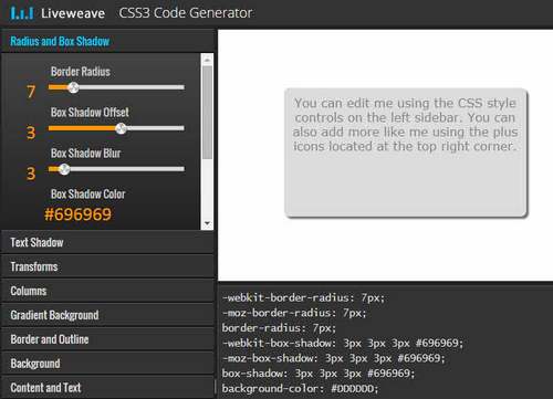 Liveweave - Онлайн-генератор CSS