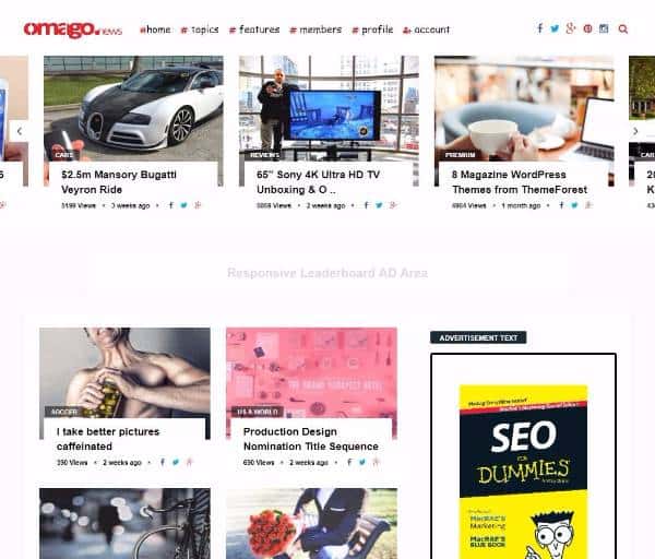 Omago News - Многопользовательская тема WordPress