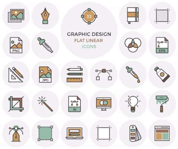 Иконки с плоским графическим дизайном