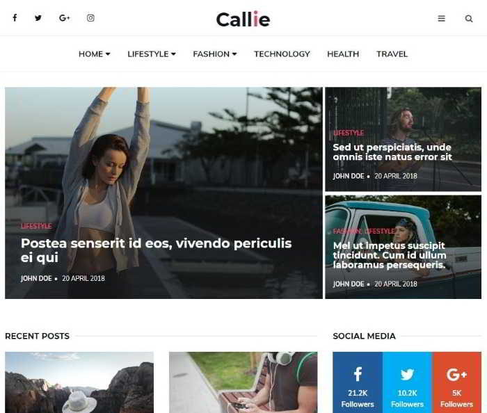 Callie - html5 шаблон для блога