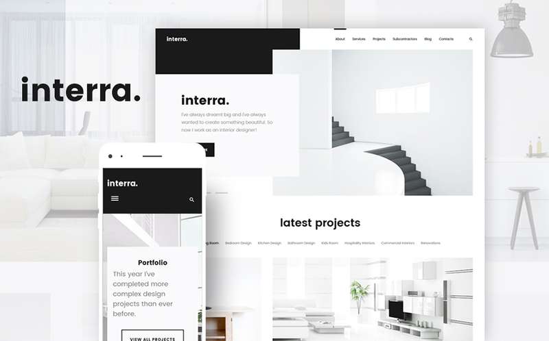 Interra - WordPress тема портфолио дизайнера интерьеров